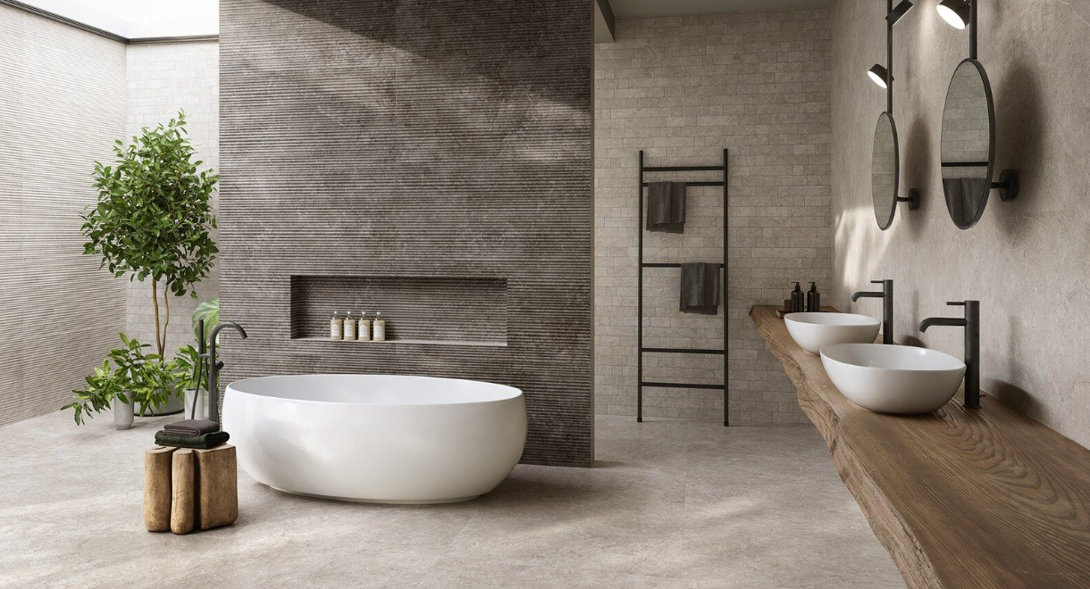 NOVABELL_Cersaie-22_Landstone-Gravel-Carbon_